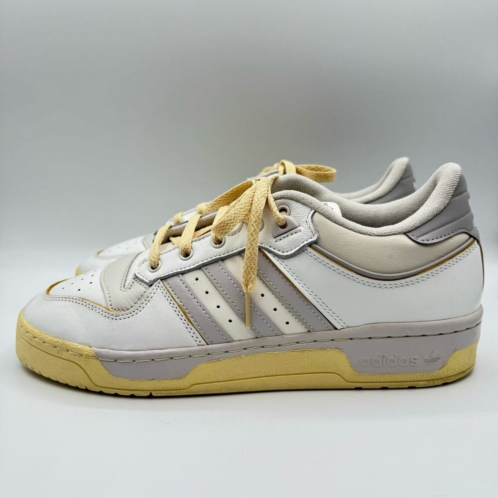 Adidas Rivalry Low 86 Core White Grey Leather Lace-Up Sneakers Men’s Size 10.5 - Picture 4 of 9